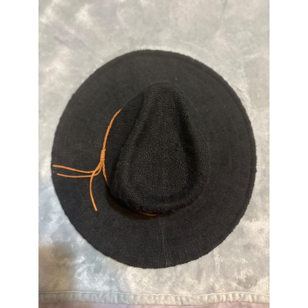 Scala Hand Made Black Wide Brim Sun Hat Fedora Boho Tan Cord TJXLC835-BLK OS